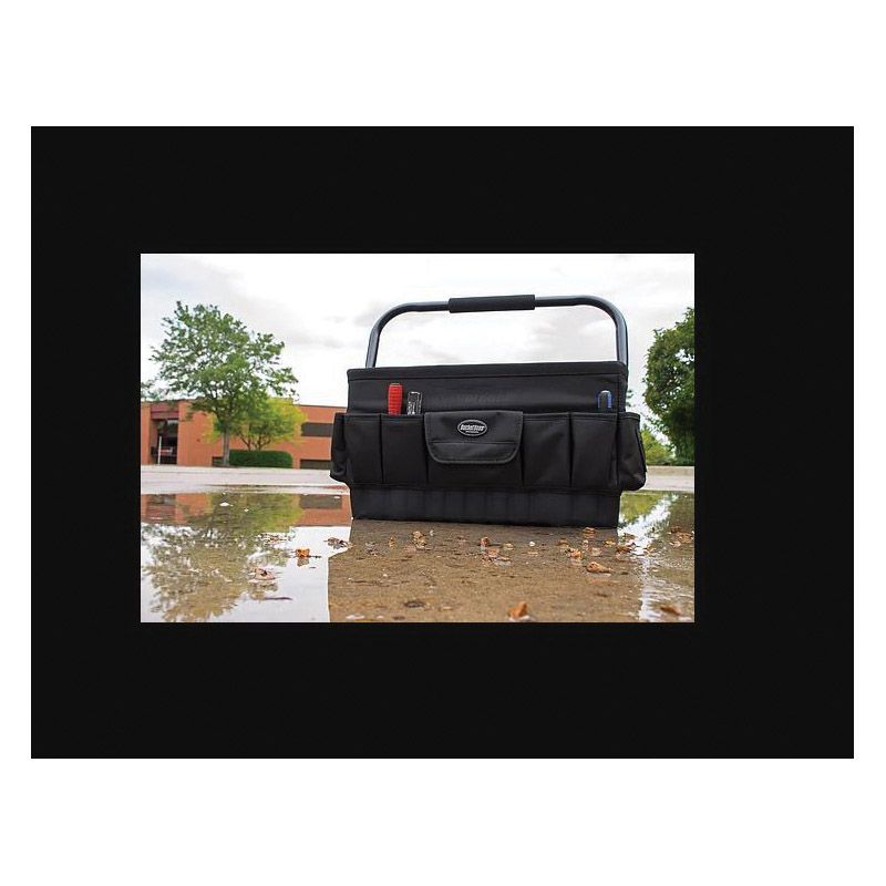 Bucket Boss Professional Series 74018 Tool Tote, 18 in W, 12 in D, 10-1/2 in H, 21-Pocket, Poly Fabric, Black Black