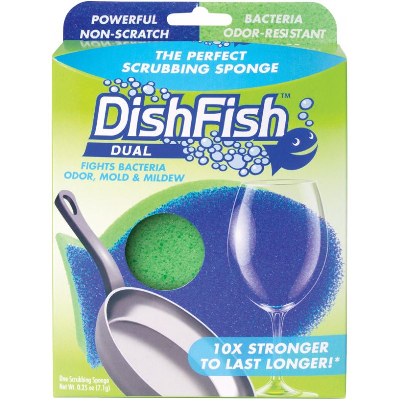 DishFish Dual Dish Scrubber &amp; Sponge