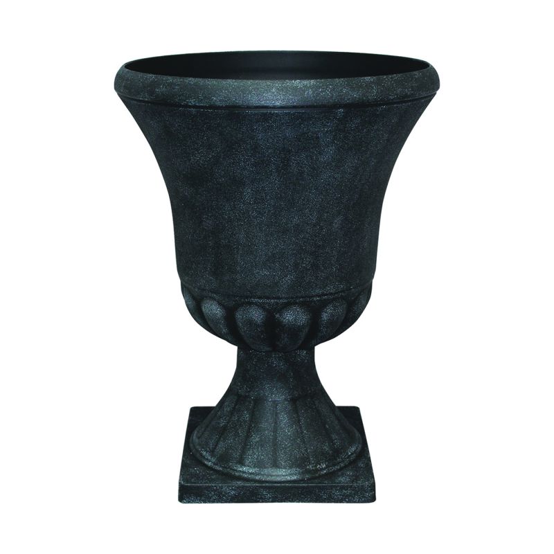 Southern Patio EB-029816 Winston Urn, 21 in H, 16 in W, 16 in D, Resin/Stone Composite, Weathered Black Weathered Black
