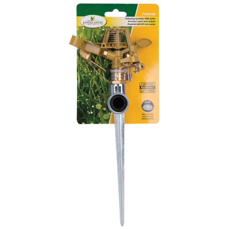 Landscapers Select GS81713L Sprinkler with Spike, Female, Round, Zinc Silver