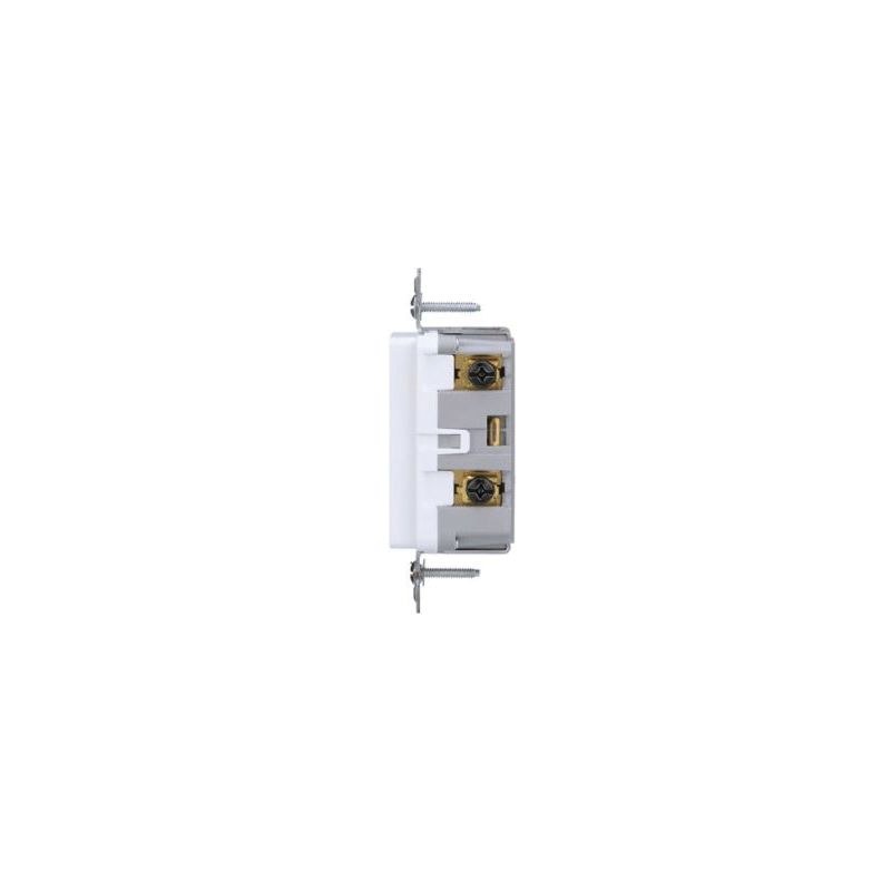 Eaton TR7734W-KB-L Duplex Outlet, 2 -Pole, 15 A, 125 V, Back, Side Wiring, NEMA: 5-15R, White White
