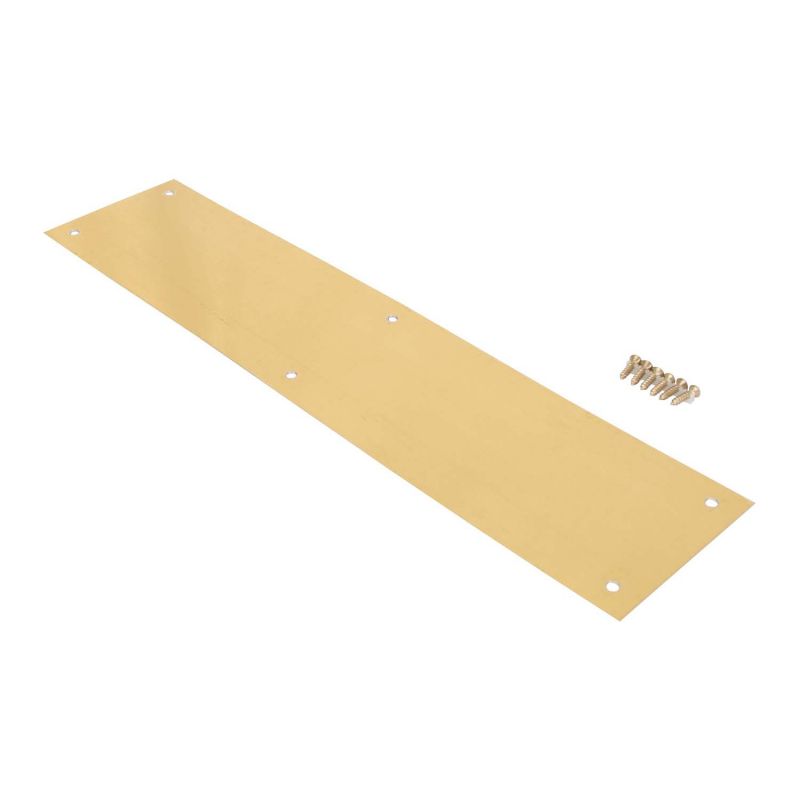 ProSource 32238BBB-PS Push Plate, Aluminum, Brass, 15 in L, 3-1/2 in W, 0.8 mm Thick Brass
