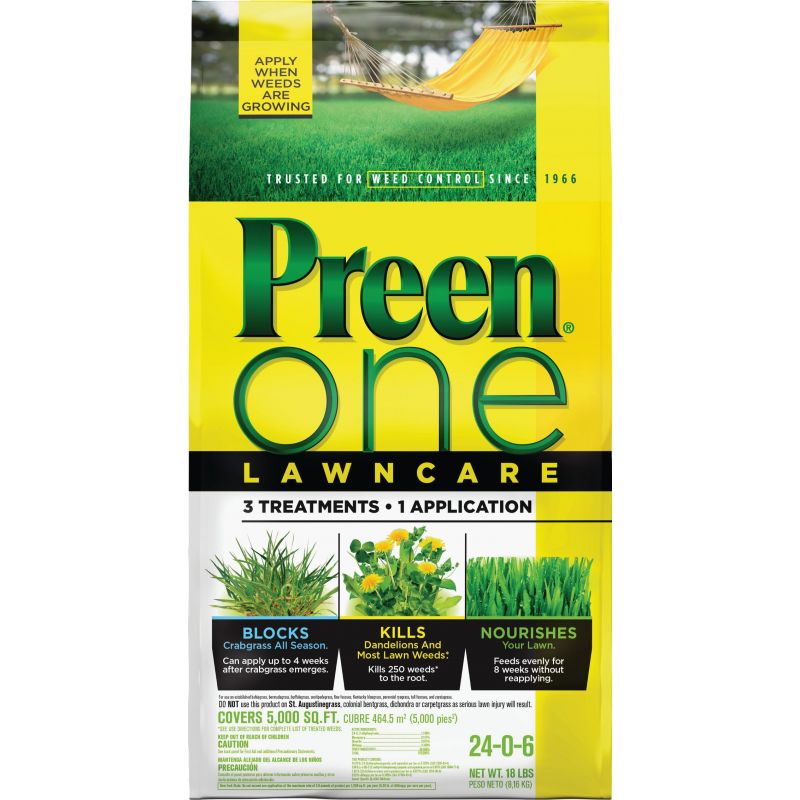 Preen One Lawn Care Weed Killer With Fertilizer 18 Lb., Broadcast