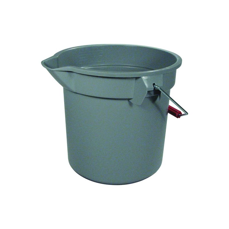 Rubbermaid Roughneck 261400GRAY Bucket with Pour Spout, 14 qt Capacity, 12 in Dia, Polyethylene, Gray 14 Qt, Gray (Pack of 6)
