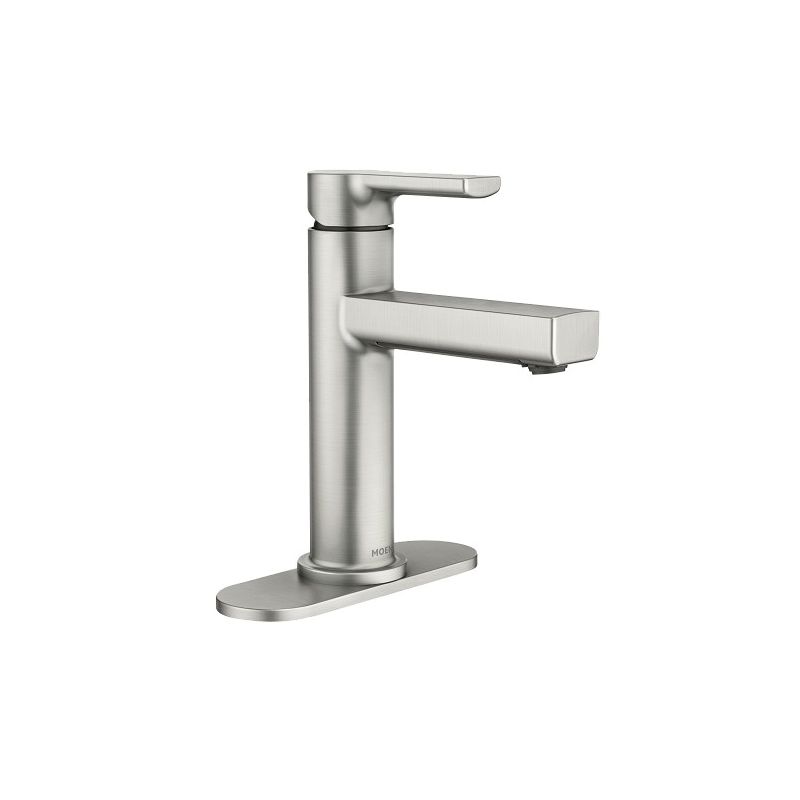 Moen Rinza 84627SRN Bathroom Faucet, 1.2 gpm, 1-Faucet Handle, 1-Faucet Hole, Metal, Brushed Nickel