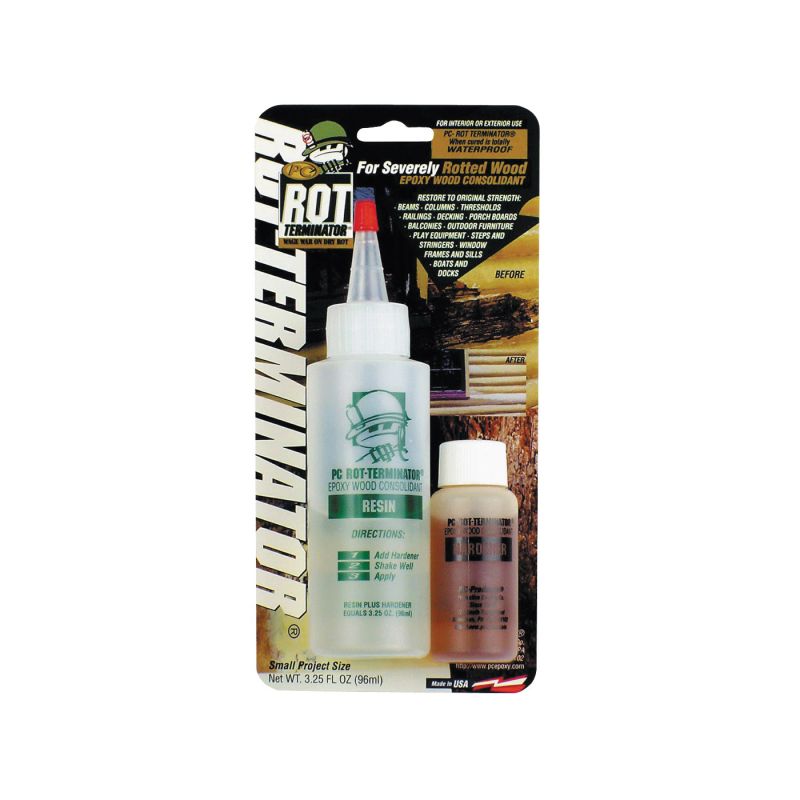 Protective Coating 350614 Wood Hardener, Liquid, Amber/Colorless, 3.25 oz, Bottle Amber/Colorless