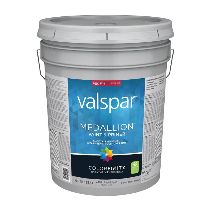 Valspar Medallion 4400 Series 027.0004408.008 Interior Paint, Eggshell, Pastel, 5 gal, Pail, Latex Base Pastel