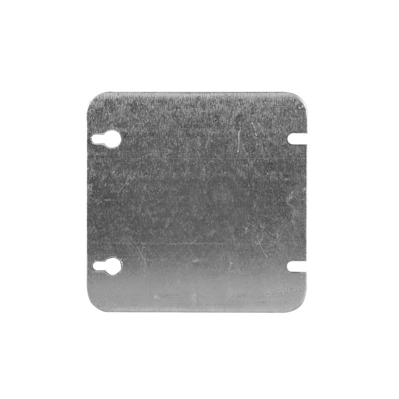Tradeselect 72C1BAR Box Cover, 4.6 in Dia, 4-11/16 in L, 4-11/16 in W, Square, Metal, Silver Silver