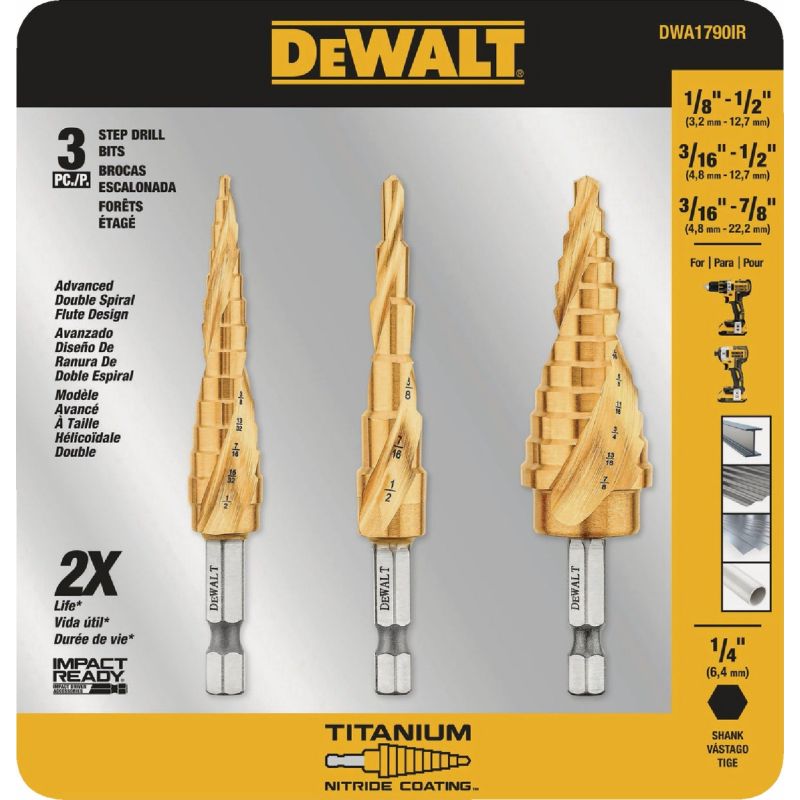 DEWALT Impact Ready 3-Piece Titanium Step Drill Bit Set