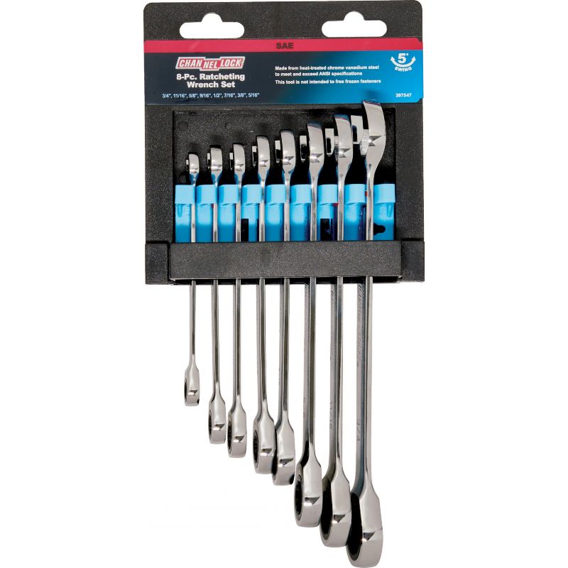 Channellock 8-Piece Ratcheting Combination Wrench Set