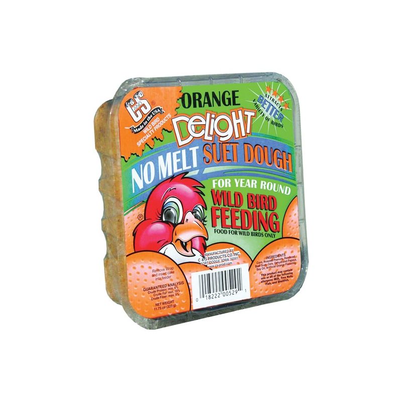 C&amp;S No Melt Suet Dough Delights CS12529 Bird Suet, Orange Flavor, 11.75 oz (Pack of 12)