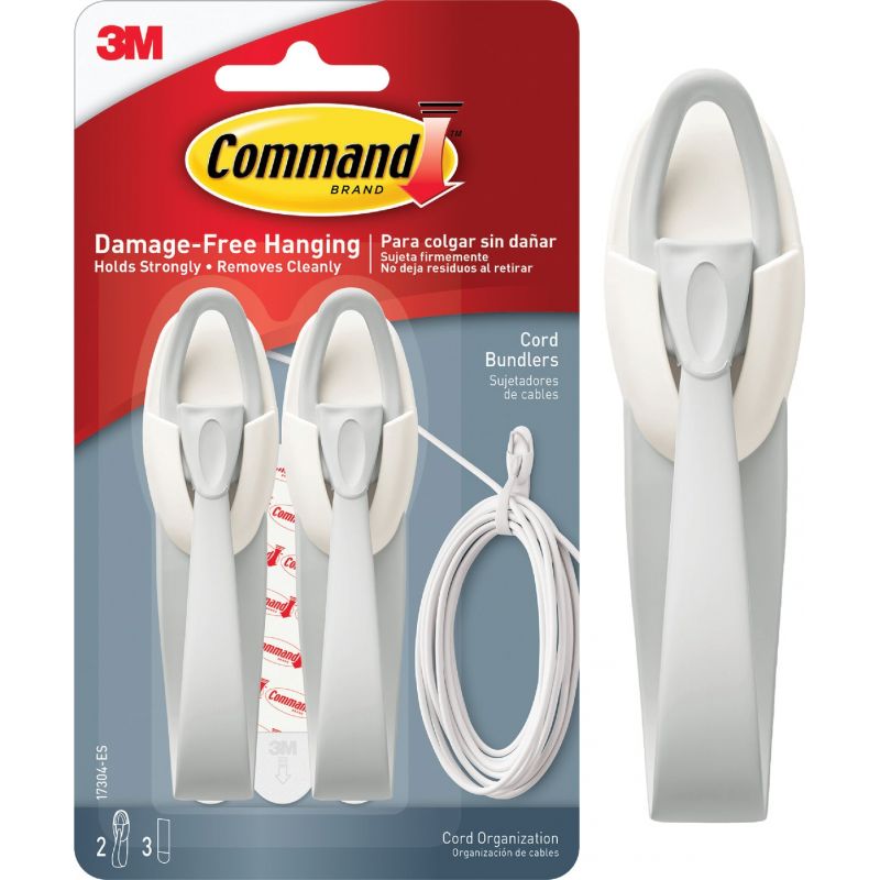Command Decorative Cord Bundler Hook with Adhesive White