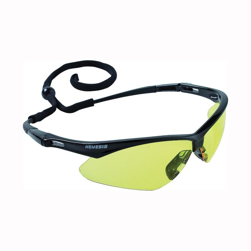 Jackson Safety 25659 Safety Glasses, Hard-Coated Lens, Polycarbonate Lens, Wraparound Frame, Nylon Frame, Black Frame