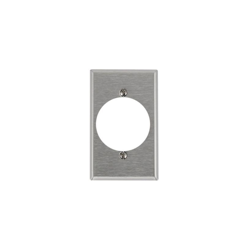 Leviton 84028 Wallplate, 4-1/2 in L, 2-3/4 in W, 1 -Gang, 430 Stainless Steel, Silver, Brushed Stainless Steel Silver