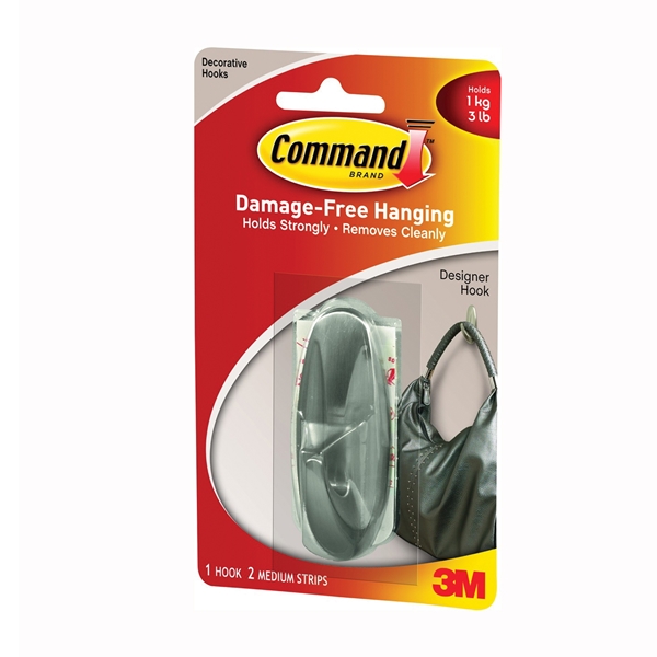 Command™ Traditional Hook 17053BN-C, Large, Brushed Nickel, 5 lb