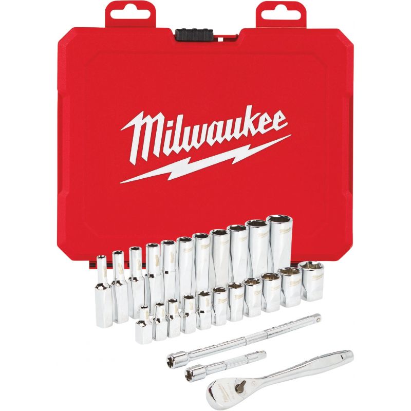 Milwaukee 26-Piece 1/4 In. Standard Ratchet &amp; Socket Set