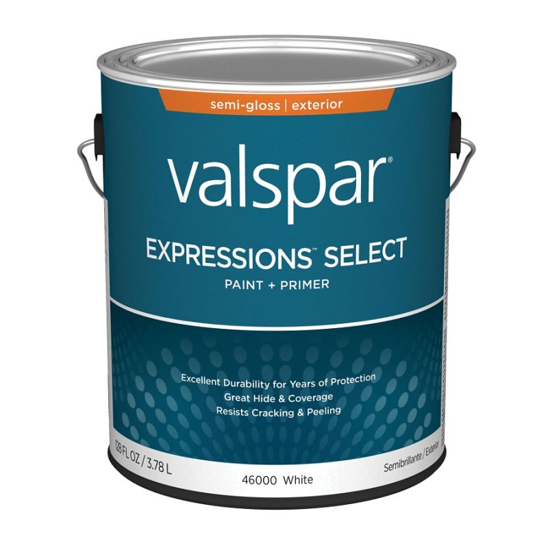 Valspar Expressions Select 4600 07 Latex Paint, Acrylic Base, Semi-Gloss Sheen, White Base, 1 gal White Base