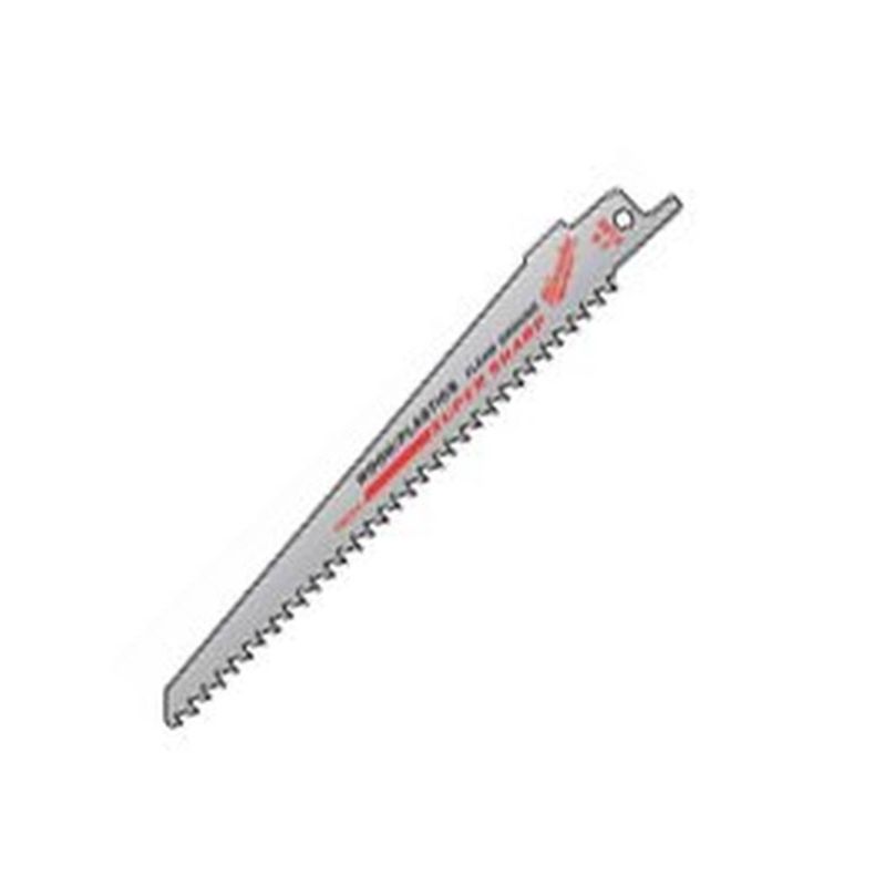 Milwaukee 48-00-5016 Reciprocating Saw Blade, 3/4 in W, 9 in L, 6 TPI, Bi-Metal Cutting Edge White