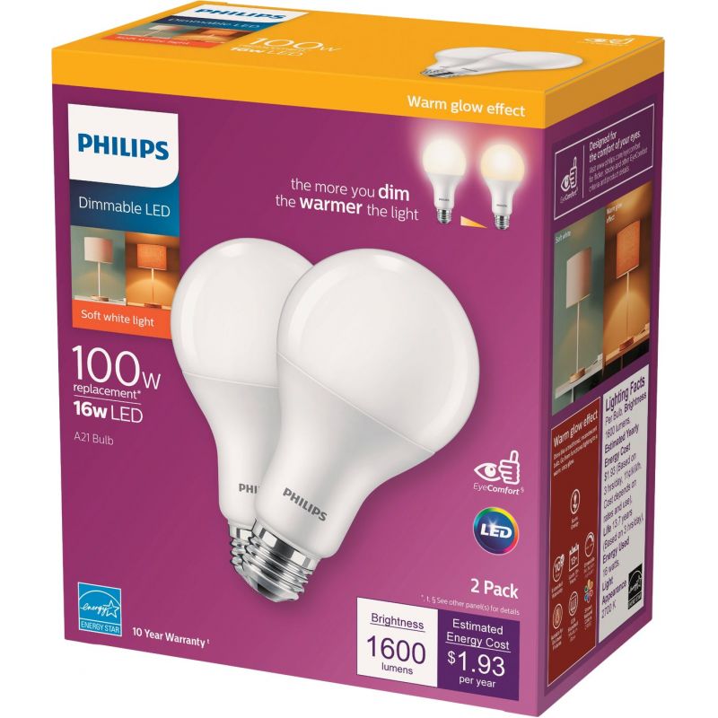 Philips Warm Glow A21 LED Light Bulb
