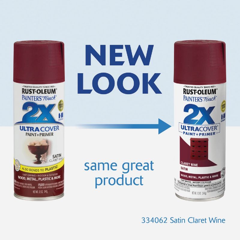 Rust-Oleum Painter&#039;s Touch 2X Ultra Cover Paint + Primer Spray Paint Claret Wine, 12 Oz.