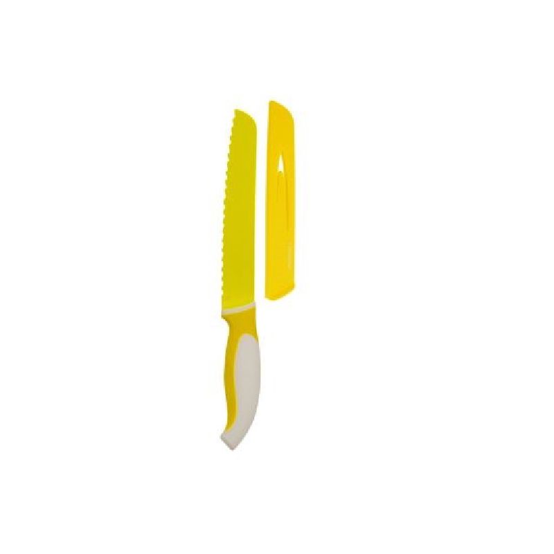 Starfrit 093898006NEW1 Bread Knife, 8 in L Blade, High-Carbon Stainless Steel Blade, White/Yellow Handle 8 In