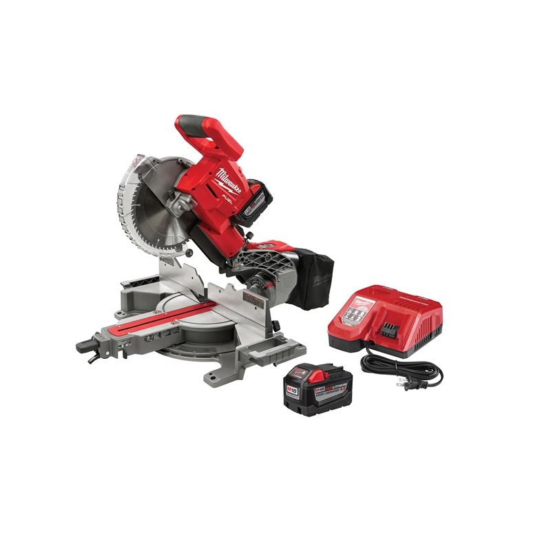 Milwaukee 2734-21HD Compound Miter Saw Kit, Battery, 10 in Dia Blade, 4000 rpm Speed, 45 deg Max Miter Angle Black/Red/Silver