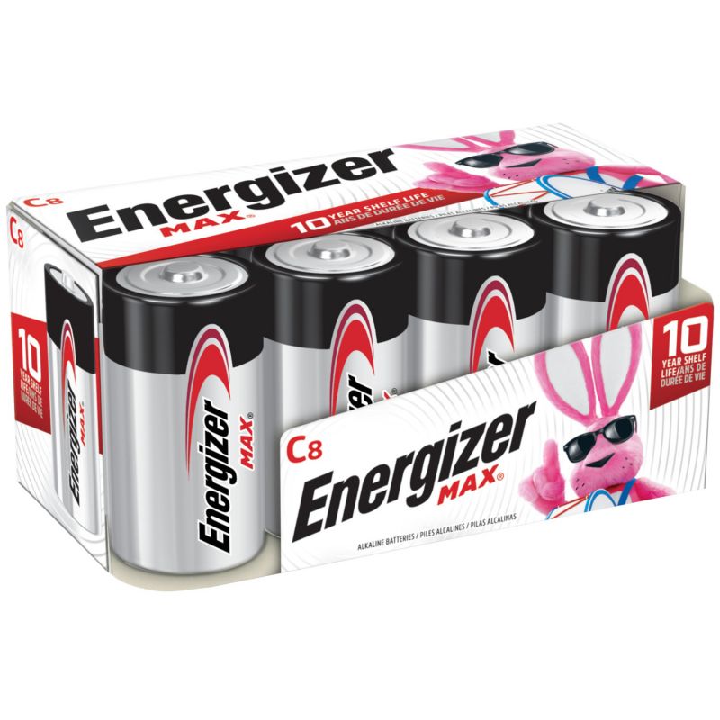 Energizer E93FP-8 Battery, 1.5 V Battery, C Battery, Alkaline, Manganese Dioxide, Zinc, Silver Silver