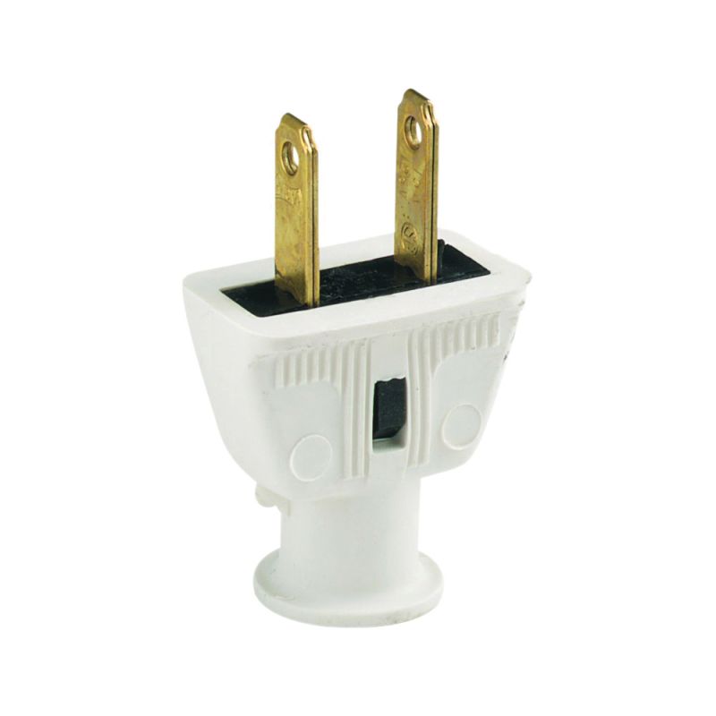 Eaton Wiring Devices 183-6W-BOX Electrical Plug, 2 -Pole, 15 A, 125 VAC, NEMA: NEMA 1-15, White White