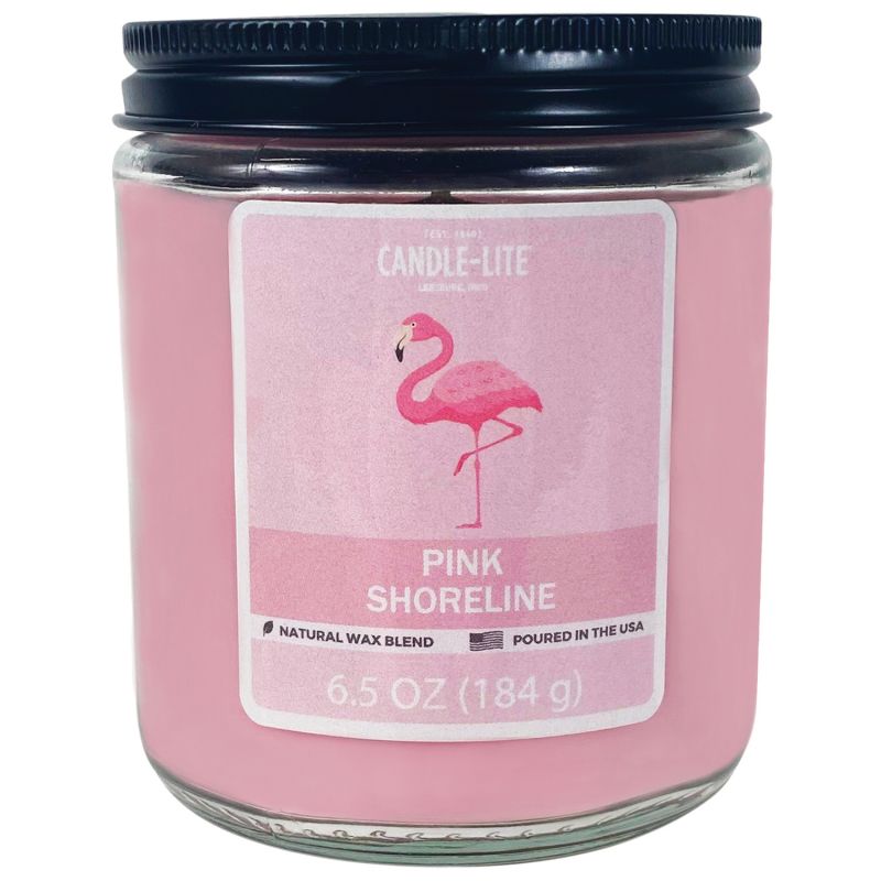 Candle-Lite 46031271 Jar Candle, 6.5 oz Candle, Pink Shoreline Fragrance (Pack of 6)