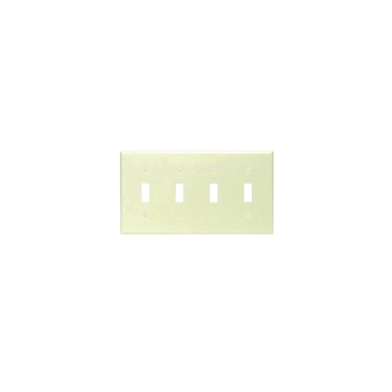 Leviton 001-86012-000 Wallplate, 4-1/2 in L, 2-3/4 in W, 4 -Gang, Thermoset, Ivory, Smooth Ivory