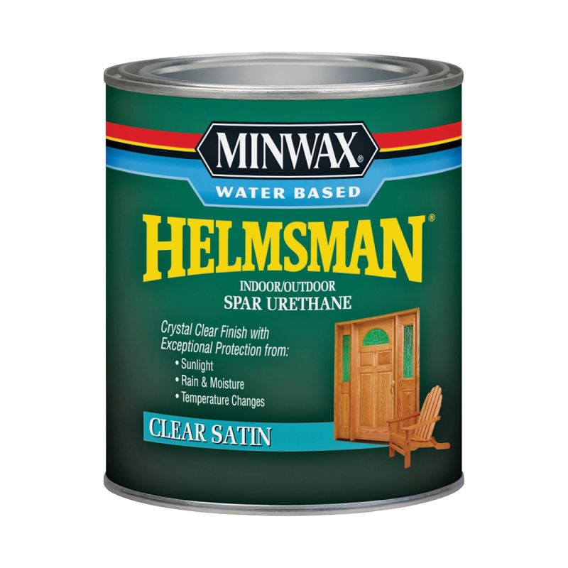 Minwax Helmsman 630520444 Spar Varnish, Crystal Clear, Liquid, 1 qt, Can Crystal Clear