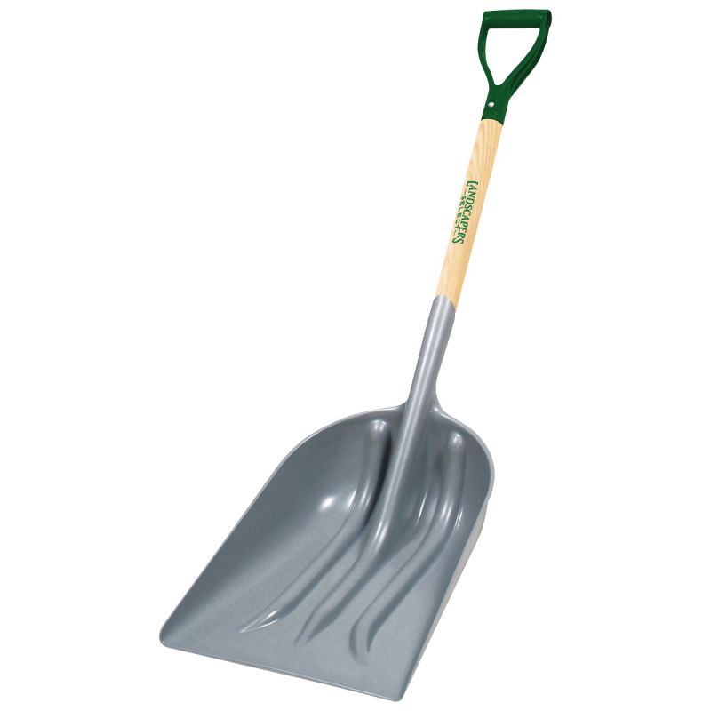 Landscapers Select 34596 PLA-12 Scoop Shovel, 14-1/4 in W Blade, 12 in L Blade, ABS Blade, Wood Handle, D-Shaped Handle 12 In