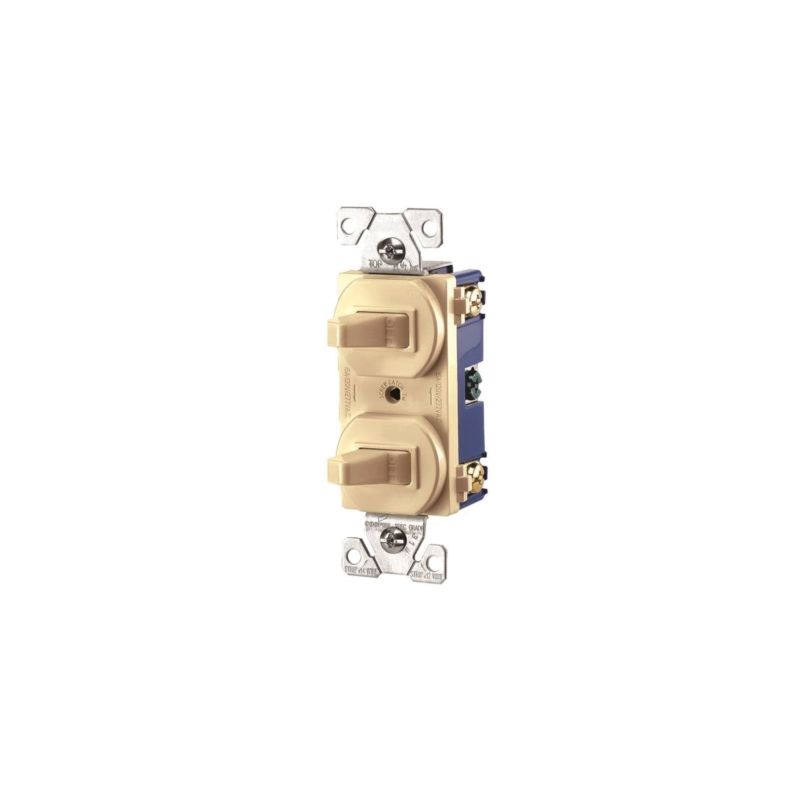 Bussmann 271V-BOX Toggle Switch, 15 A, 120/277 V, SPDT, Lead Wire Terminal, Thermoplastic Housing Material, Ivory Ivory