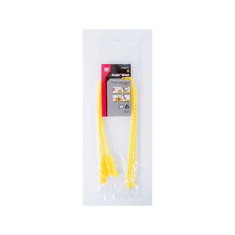 GB 45-24BEADYW Cable Tie, 7 in Max Bundle Dia, Keyhole Slot Locking, Yellow Yellow