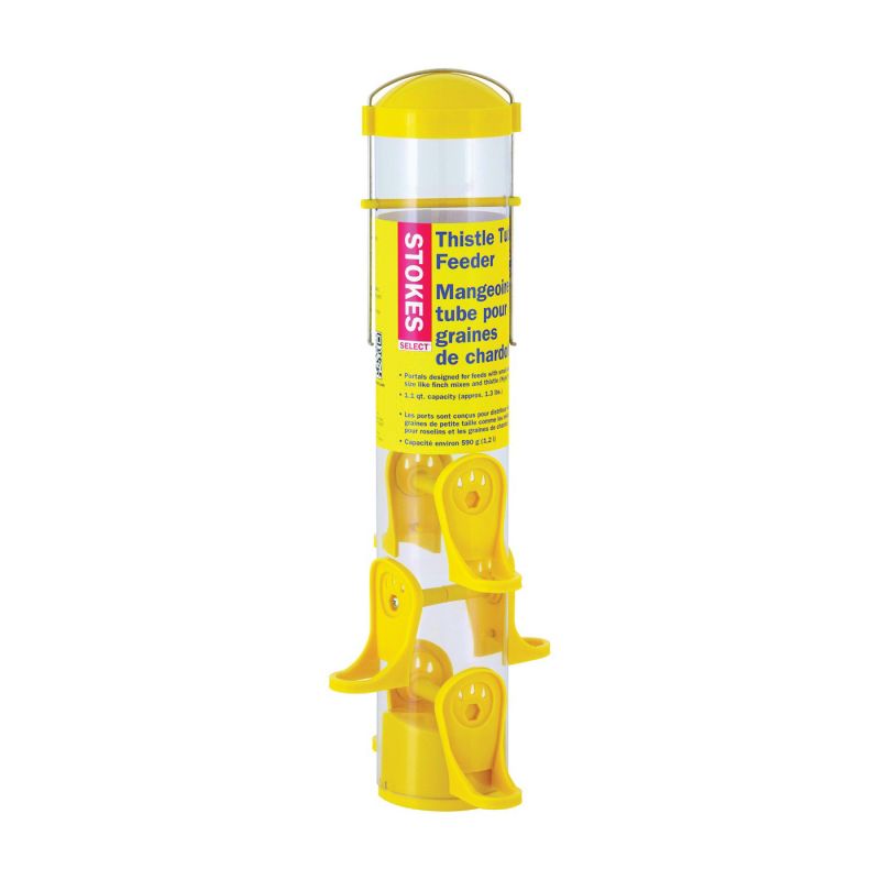 Stokes Select 38224 Thistle Bird Feeder, 15 in H, 1.1 qt, Plastic, Clear Yellow, Hanging Mounting Clear Yellow