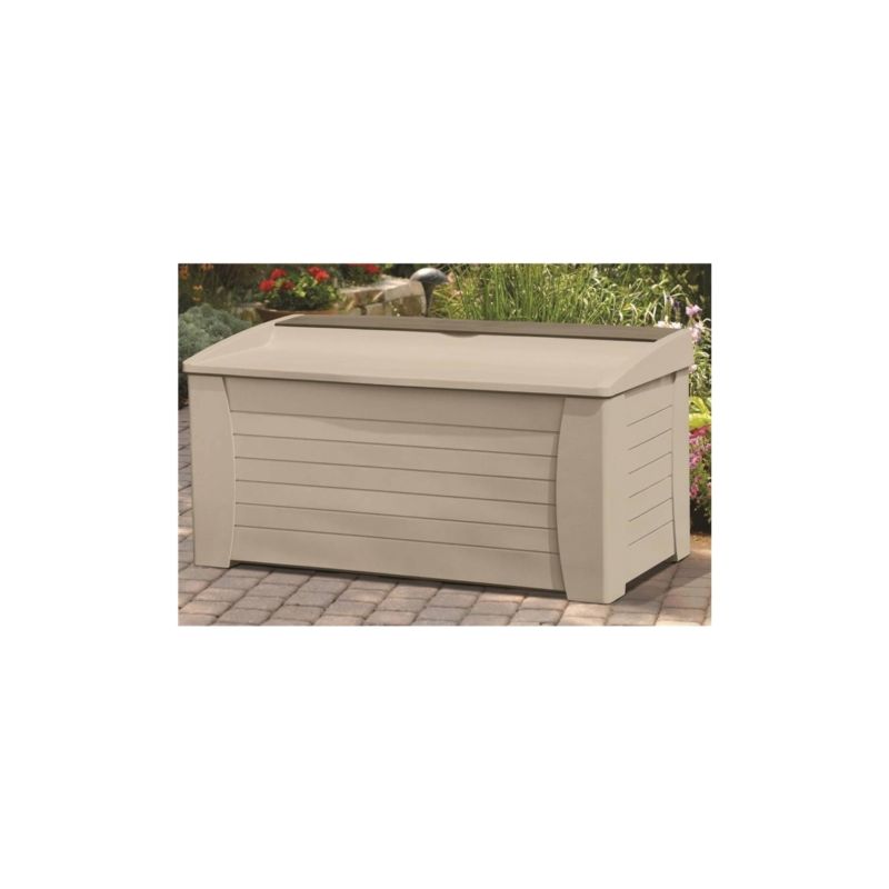 Suncast DB12000 Deck Box, 54-1/2 in W, 28 in D, 27 in H, Resin, Light Taupe Light Taupe