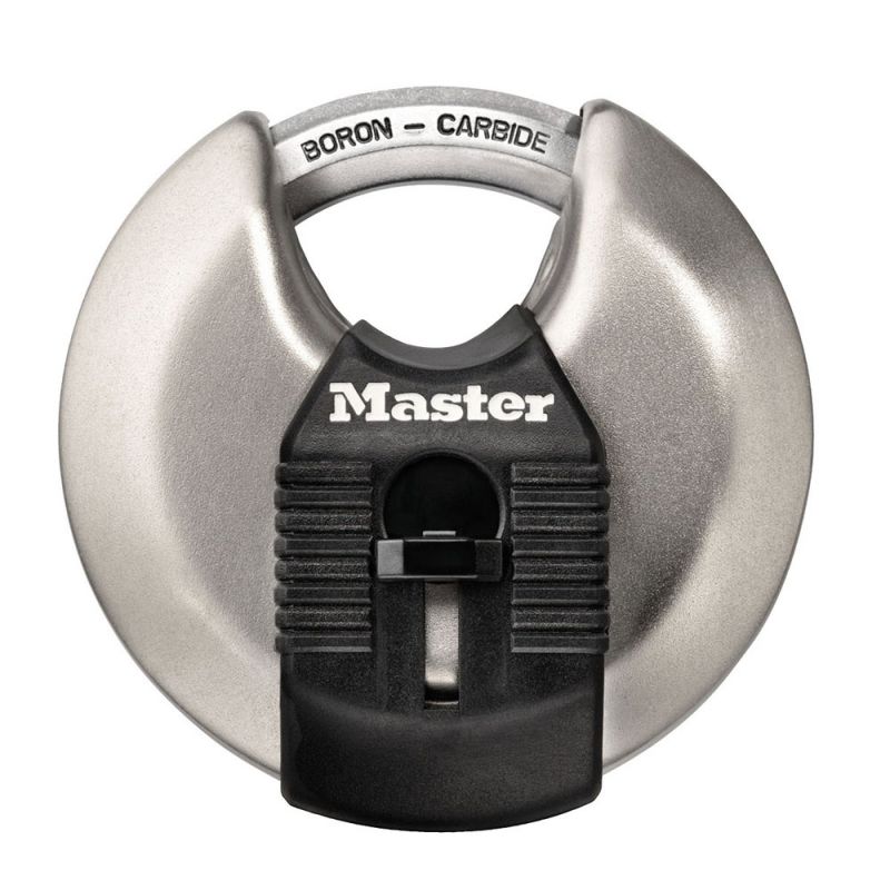 Master Lock Magnum Series M40XKAD Padlock, Keyed Alike Key, Shrouded Shackle, 3/8 in Dia Shackle, Stainless Steel Body Silver