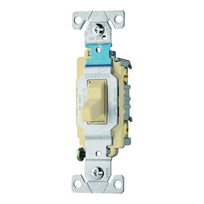 Eaton Wiring Devices CS115V Toggle Switch, 15 A, 120/277 V, Screw Terminal, Nylon Housing Material, Ivory Ivory