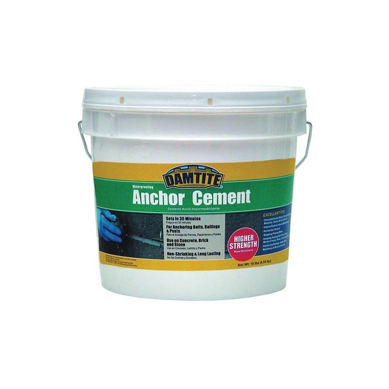Damtite 08122 Anchoring Cement, Powder, Gray, 48 hr Curing, 10 lb Pail Gray