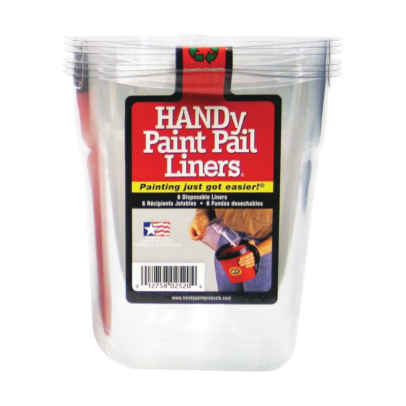 Handy Products BER-2520-CT Paint Pail Liner, 1 qt, Plastic, Clear 1 Qt, Clear