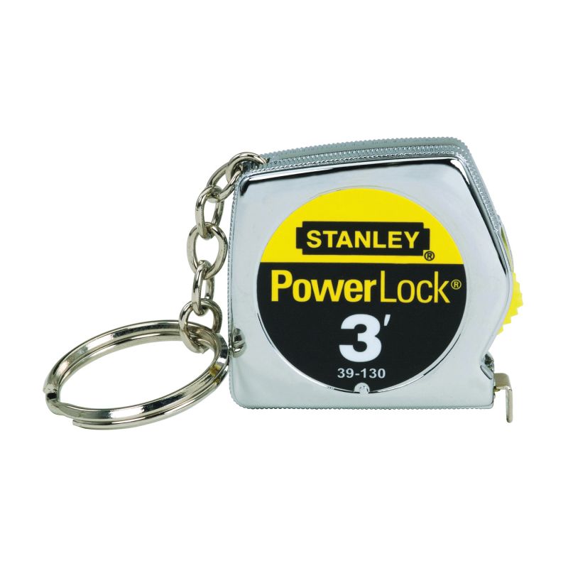 Stanley 39-130 Measuring Tape, 3 ft L Blade, 1/4 in W Blade, Steel Blade, ABS Case, Chrome Case 3 Ft