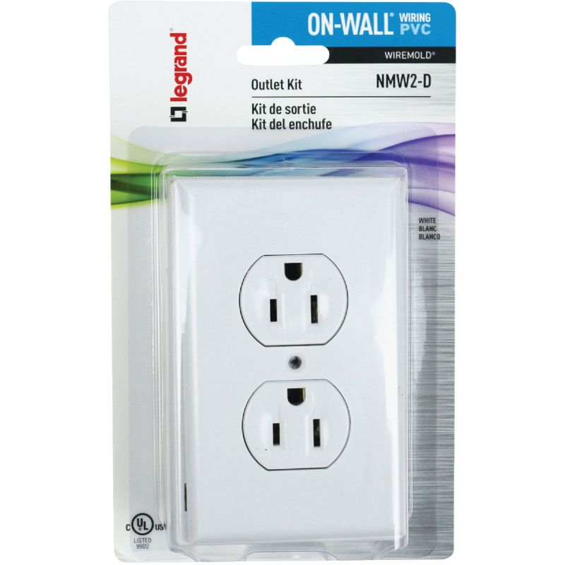 Wiremold On-Wall PVC Outlet Box Kit White