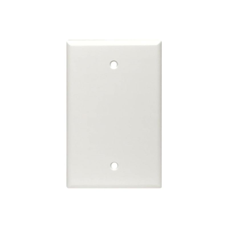 Leviton 80514-W Blank Wallplate, 3-1/8 in L, 4-7/8 in W, 1/4 in Thick, 1 -Gang, Plastic, White, Box Mounting Midway, White