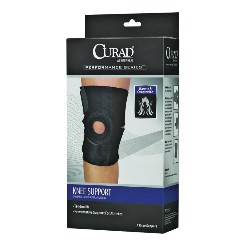 Curad ORT23260D Knee Support, 10-1/4 in L, Neoprene Bandage Black