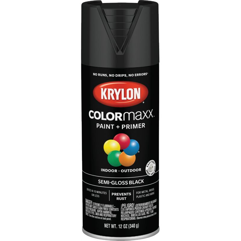 Krylon ColorMaxx Spray Paint + Primer Black, 12 Oz.