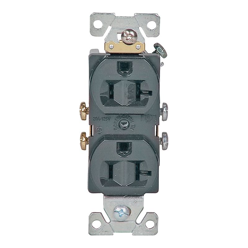 Eaton Wiring Devices 877B-BOX Duplex Receptacle, 2 -Pole, 20 A, 125 V, Side Wiring, Brown Brown