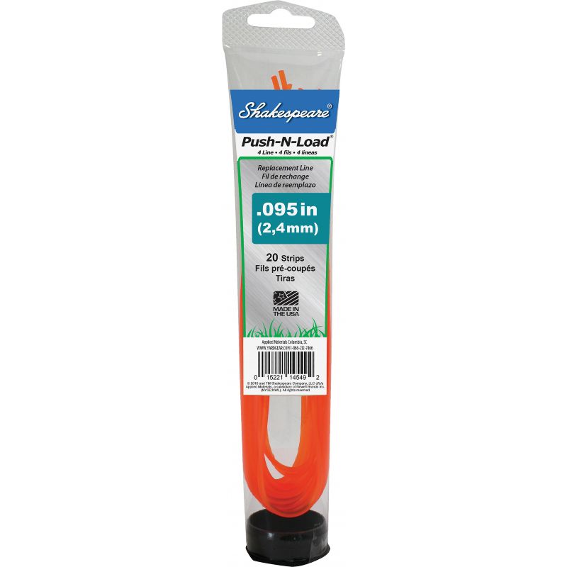 Shakespeare Push-N-Load Replacement Pre-Cut Trimmer Line Orange