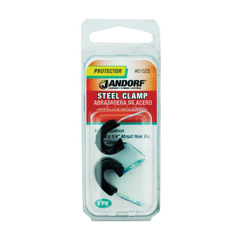 Jandorf 61525 Cushion Clamp, Rubber/Steel, Black Black