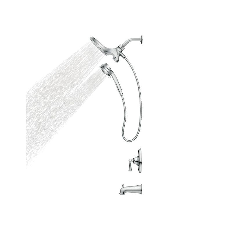Moen Brecklyn 82611 Tub and Shower Faucet, Six Function Showerhead, 1.75 gpm Showerhead, 6 Spray Settings, 1-Handle