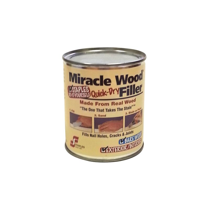 Staples Miracle Wood 903 Wood Filler, Putty, Strong Solvent, Natural, 1 lb Natural